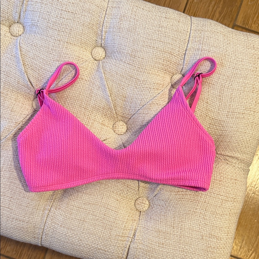 Hot Pink Ribbed Bikini Top XS